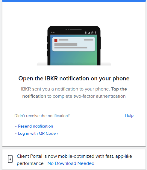 IBKR two-factor authentication prompt asking you to confirm login on your phone